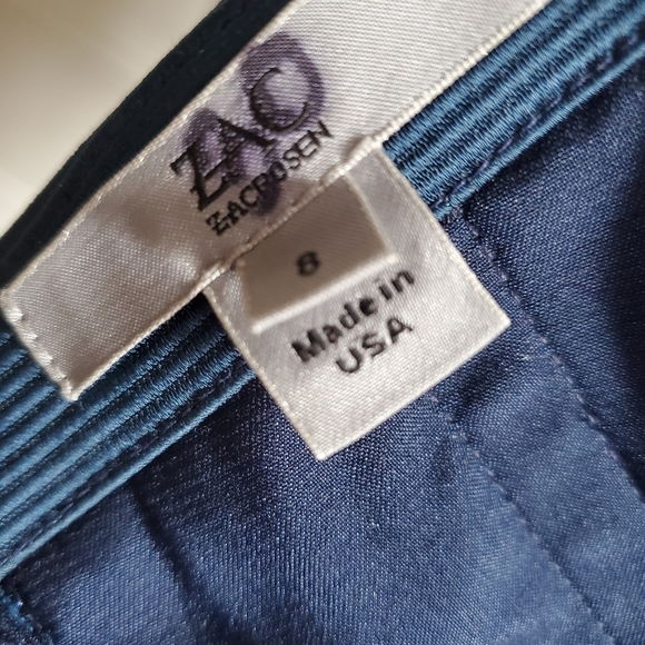 Zac Pozen teal body-hugging dress with structure, front bow, back zips sz XS - Picture 14 of 14